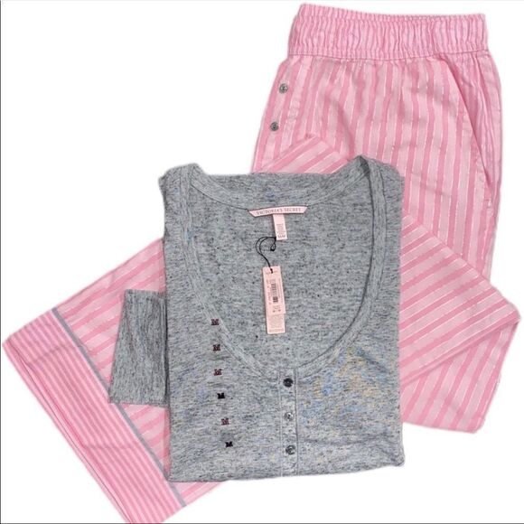 Victorias Secret Dreamer Flannel pants and Henley top pajama set - Picture 1 of 3